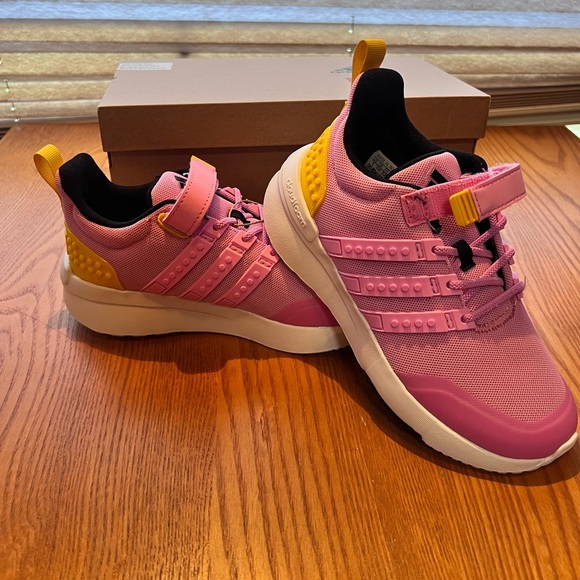 NEW IN BOX Adidas Lego tennis shoes. Pink, yellow, white LEGO shoes - Picture 3 of 5